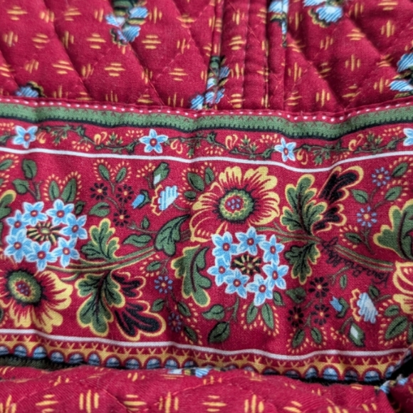 Vera Bradley Provincial Red Floral Quilted Tote Bag EUC Cotton Purse - Picture 8 of 11